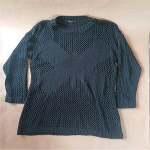 womens Shein Curve Tunic Sweater plus size 2XL Black Butterfly Knit Whimsigoth